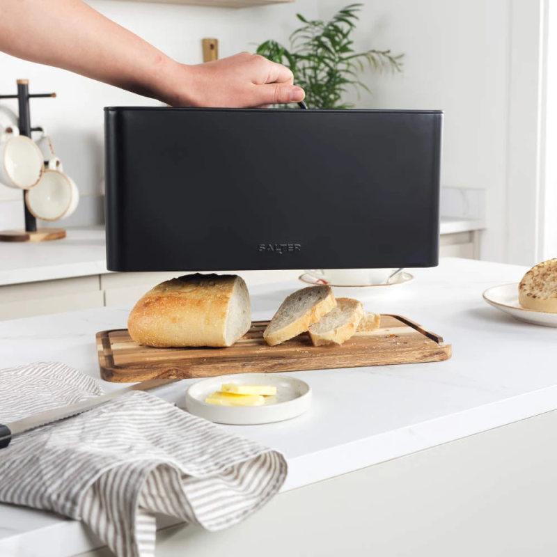 Salter BW13564EU7 Toronto Bread Bin with Chopping Board Black