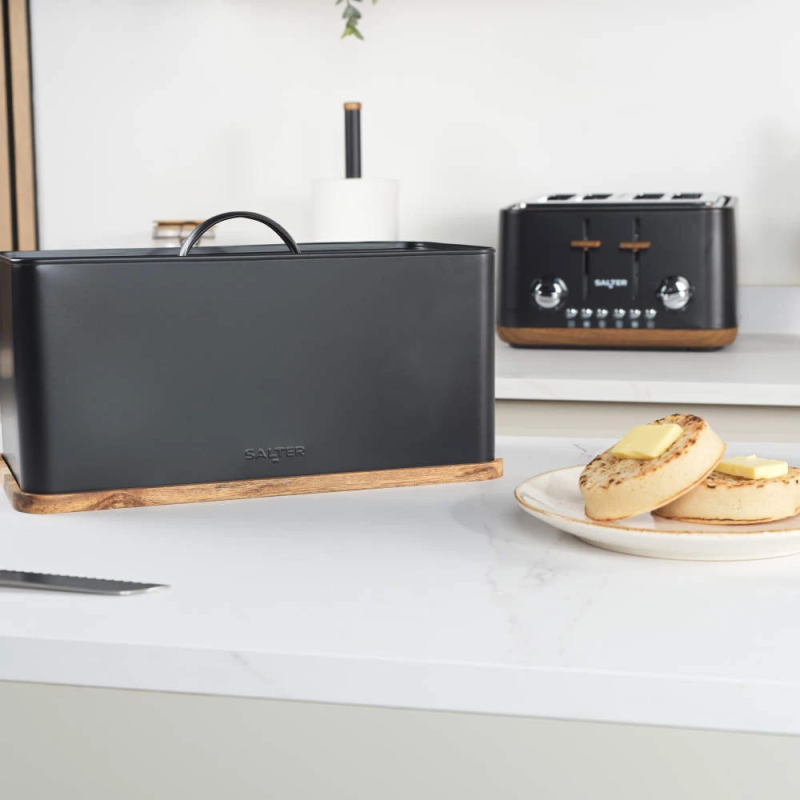 Salter BW13564EU7 Toronto Bread Bin with Chopping Board Black