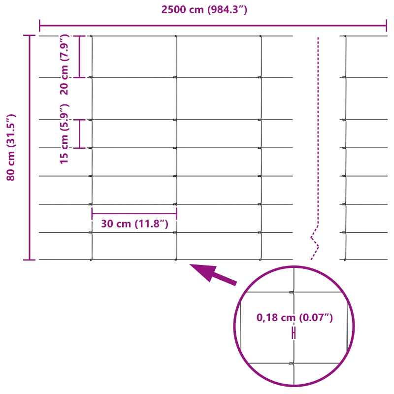 vidaXL Lauku žogs Sudraba 25 x 0,8 m Cinkots tērauds
