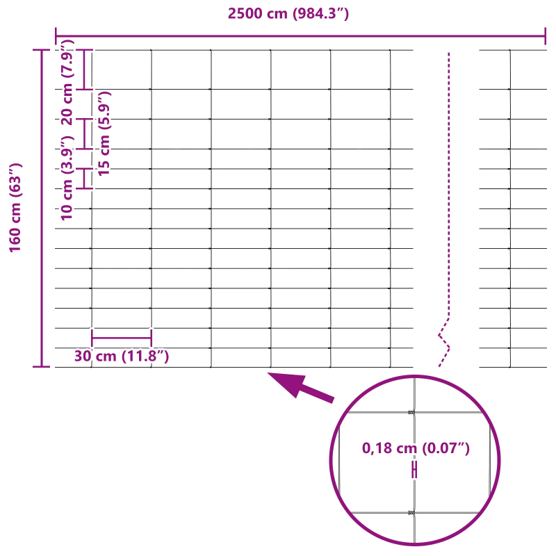 vidaXL Lauku žogs Sudraba 25 x 1,6 m Cinkots tērauds