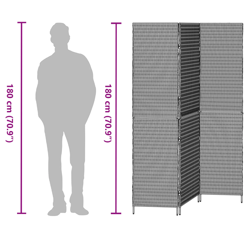 vidaXL Istabas dalītājs Brūna 146 x 180 cm poliratāns