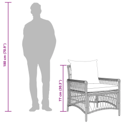 vidaXL Dārza krēsls ar spilvenu Pelēka 73 x 61 x 77 cm poliratāns