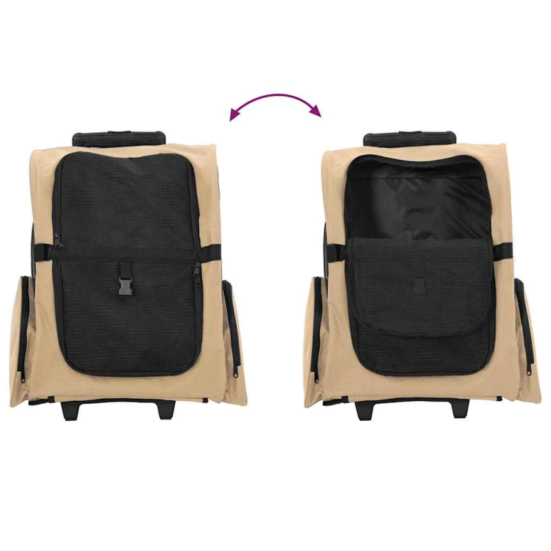 vidaXL mājdzīvnieku ratiņi, 3 vienā, dizains, smilšu krāsas, 48x32x,57-106, cm, oksfordas audums