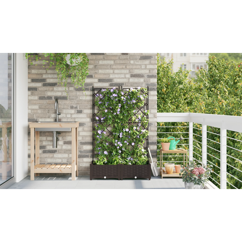 vidaXL Dārza stādītājs 2 pcs Brūna 80 x 40 x 125,5 cm Tērauds