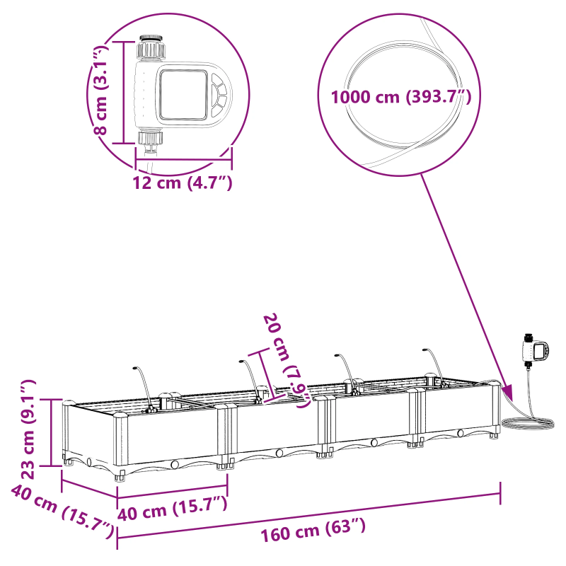vidaXL Dārza stādītājs 4 pcs Brūna Tērauds