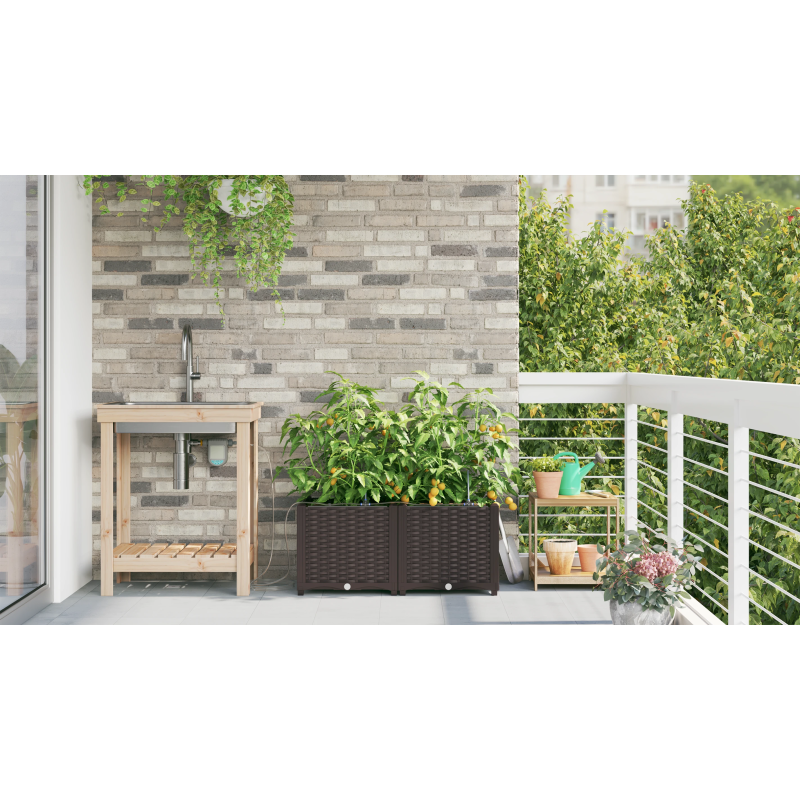 vidaXL Dārza stādītājs 2 pcs Brūna Tērauds