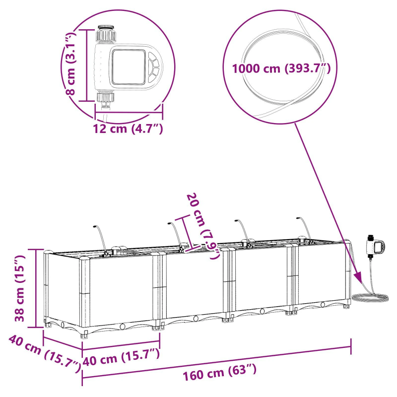 vidaXL Dārza stādītājs 4 pcs Brūna Tērauds