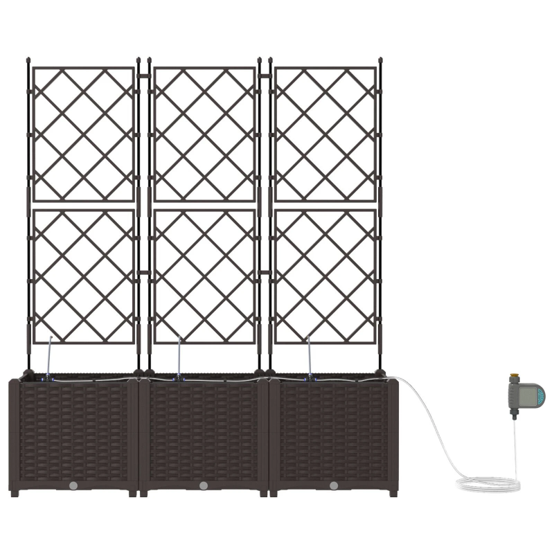 vidaXL Dārza stādītājs 3 pcs Brūna Tērauds