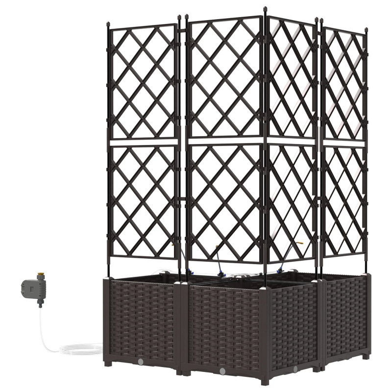 vidaXL Dārza stādītājs 3 pcs Brūna Tērauds