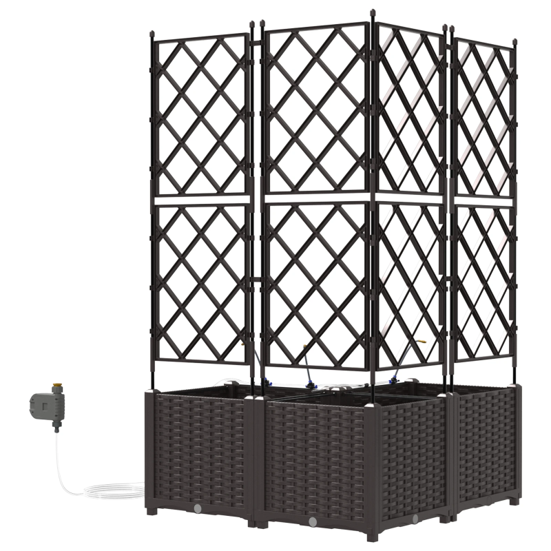 vidaXL Dārza stādītājs 3 pcs Brūna Tērauds