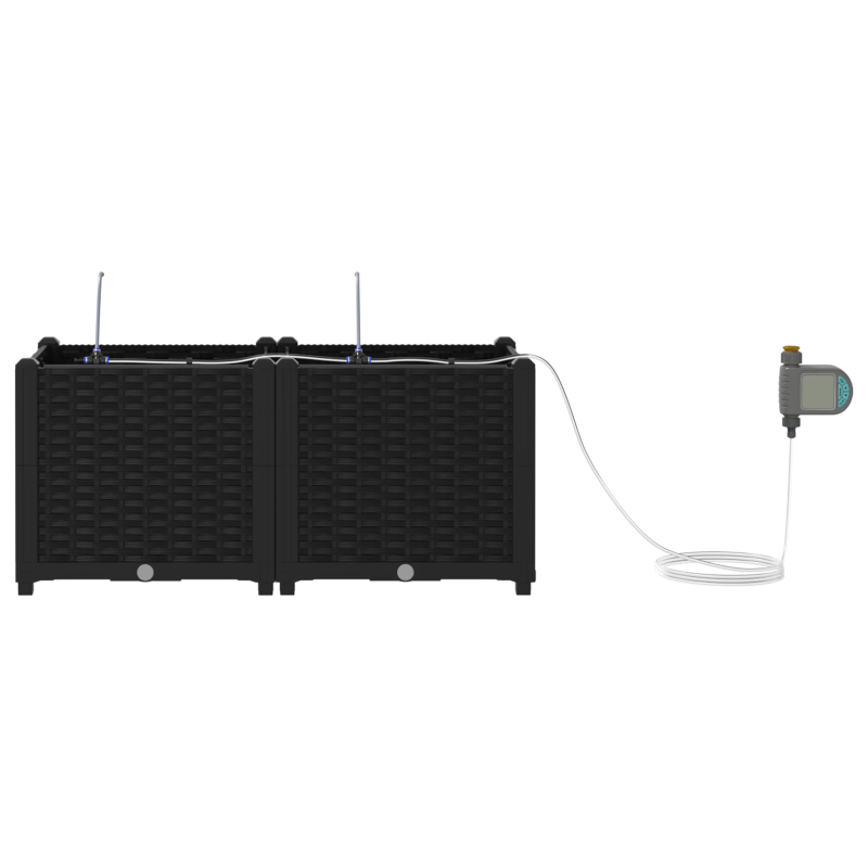 vidaXL Dārza stādītājs 2 pcs Melna Tērauds