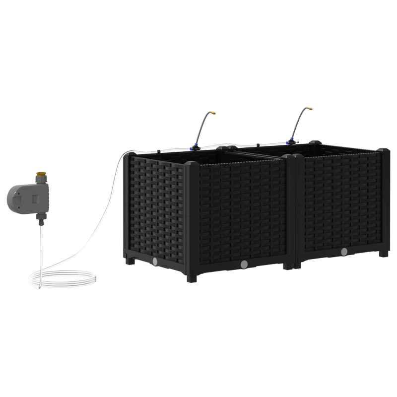 vidaXL Dārza stādītājs 2 pcs Melna Tērauds