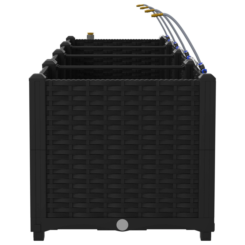 vidaXL Dārza stādītājs 3 pcs Melna Tērauds