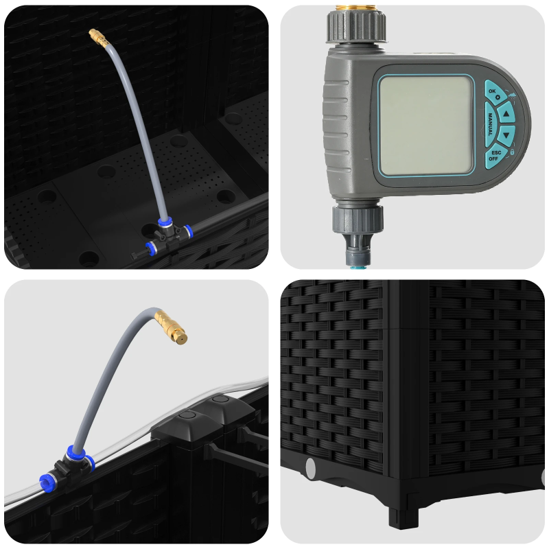 vidaXL Dārza stādītājs 4 pcs Melna Tērauds