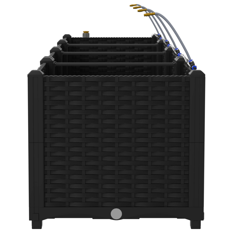 vidaXL Dārza stādītājs 4 pcs Melna Tērauds