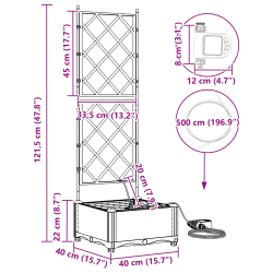 vidaXL Dārza stādītājs Melna 40 x 40 x 126 cm Tērauds