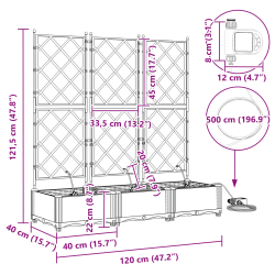 vidaXL Dārza stādītājs 3 pcs Melna Tērauds