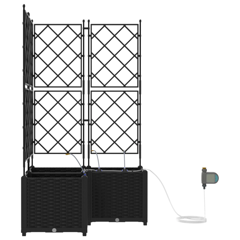 vidaXL Dārza stādītājs 3 pcs Melna Tērauds