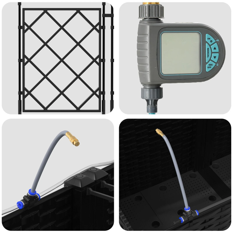 vidaXL Dārza stādītājs 3 pcs Melna Tērauds