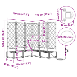 vidaXL Dārza stādītājs 5 pcs Melna Tērauds