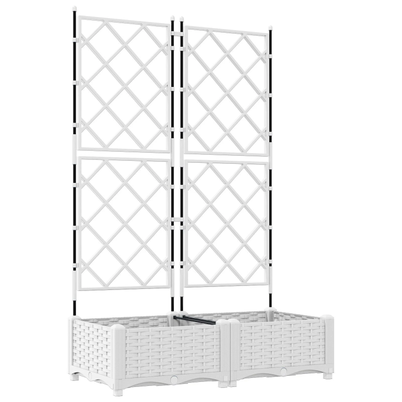 vidaXL Dārza stādītājs 2 pcs Balts 80 x 40 x 125,5 cm Tērauds