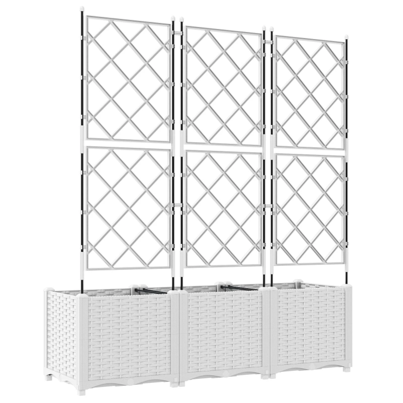 vidaXL Dārza stādītājs 3 pcs Balts 120 x 40 x 143 cm Tērauds