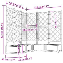 vidaXL Dārza stādītājs 5 pcs Balts 120 x 120 x 125,5 cm Tērauds