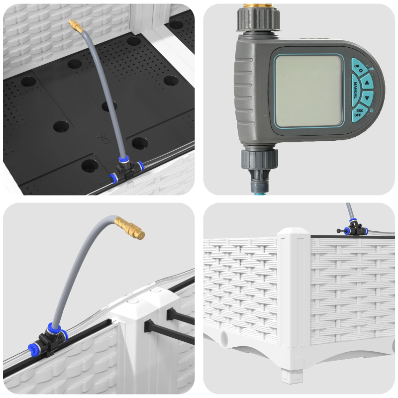 vidaXL Dārza stādītājs 4 pcs Balts Tērauds