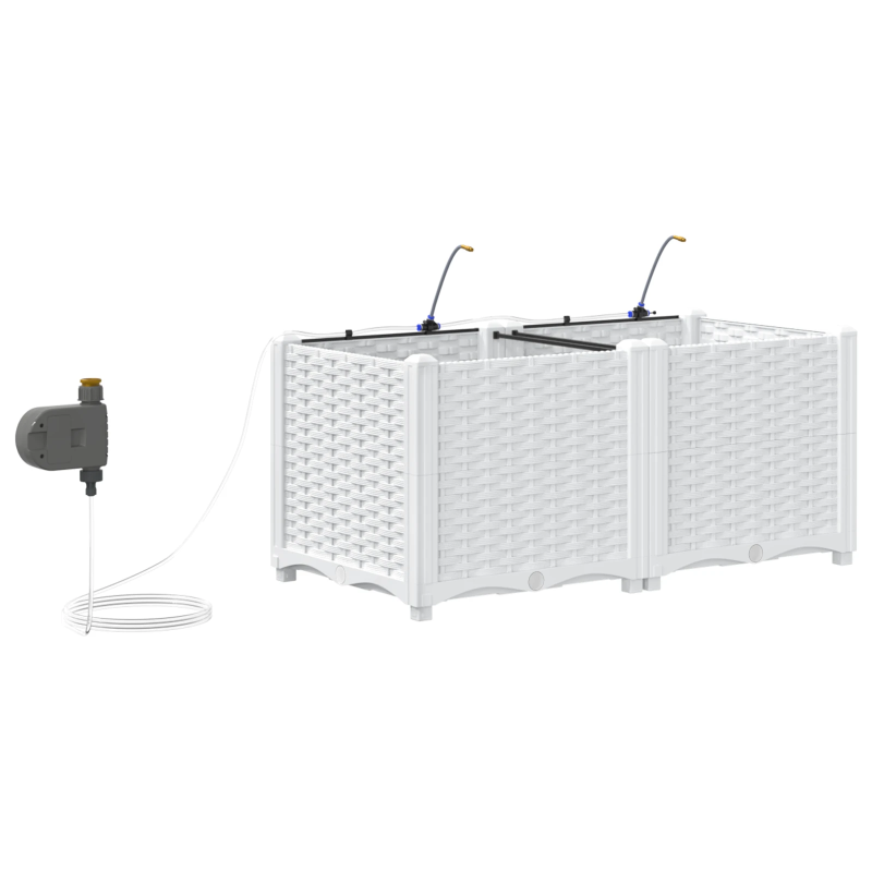 vidaXL Dārza stādītājs 2 pcs Balts Tērauds