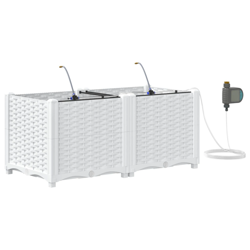 vidaXL Dārza stādītājs 2 pcs Balts Tērauds