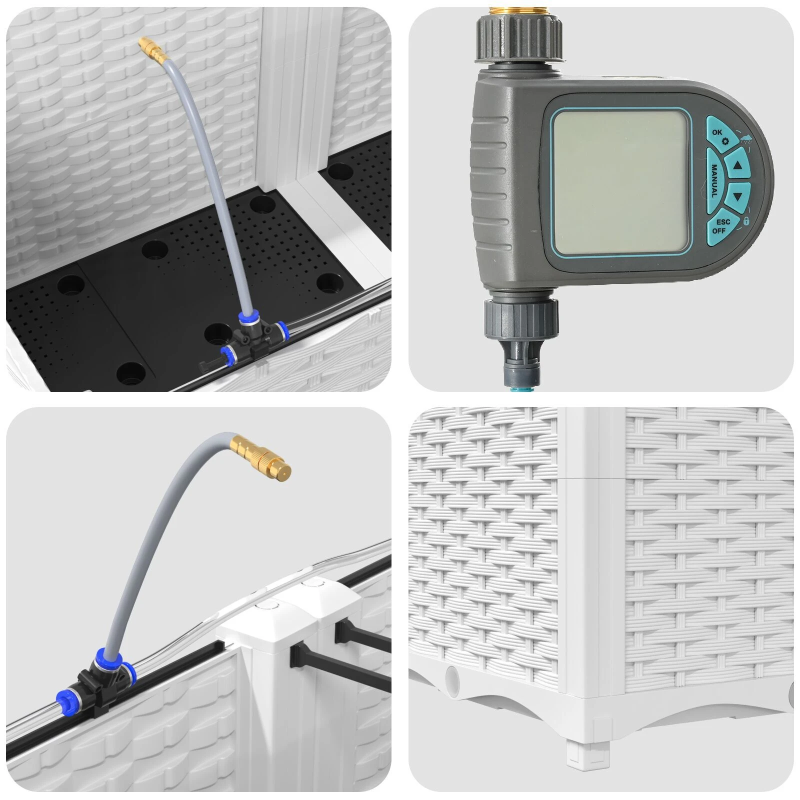 vidaXL Dārza stādītājs 3 pcs Balts Tērauds