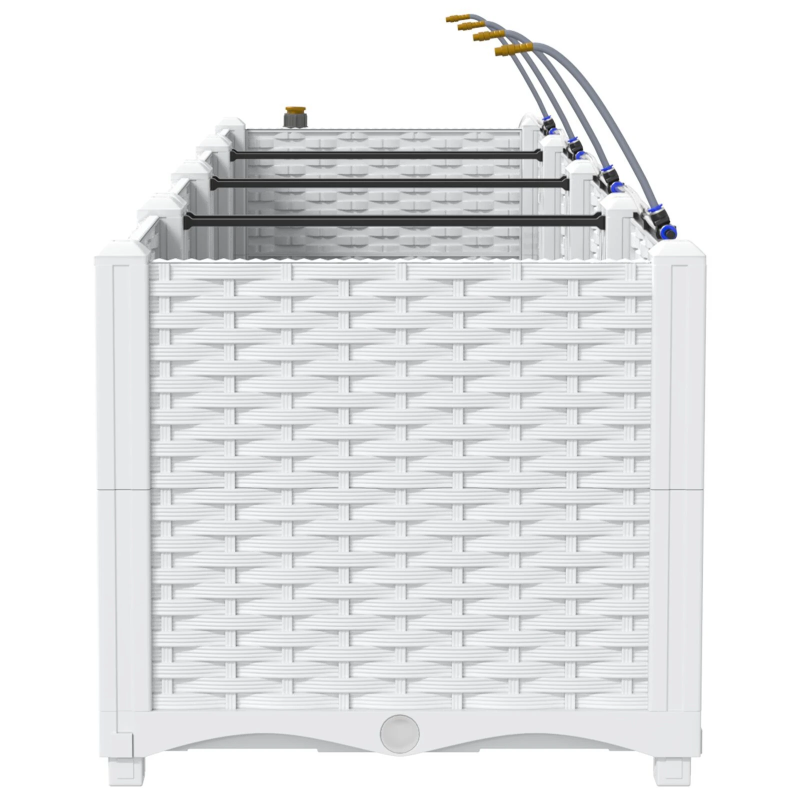 vidaXL Dārza stādītājs 3 pcs Balts Tērauds