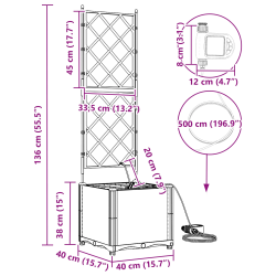 vidaXL Dārza stādītājs Balts 40 x 40 x 142 cm Tērauds