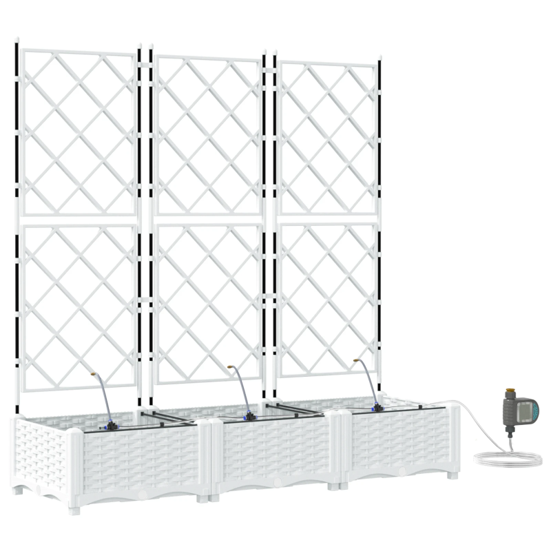 vidaXL Dārza stādītājs 3 pcs Balts Tērauds