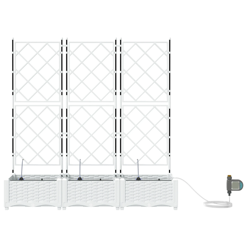 vidaXL Dārza stādītājs 3 pcs Balts Tērauds