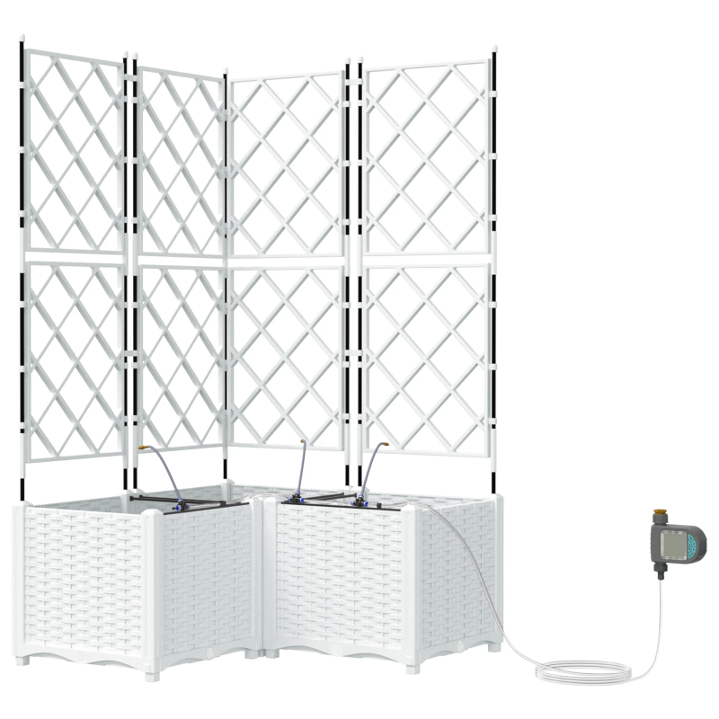 vidaXL Dārza stādītājs 3 pcs Balts Tērauds