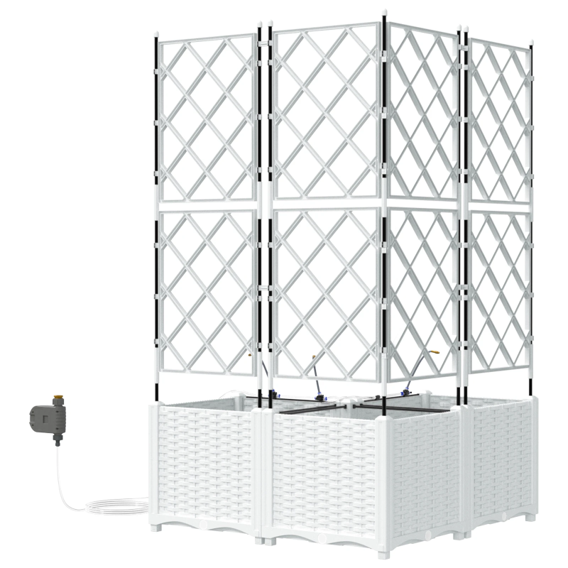 vidaXL Dārza stādītājs 3 pcs Balts Tērauds