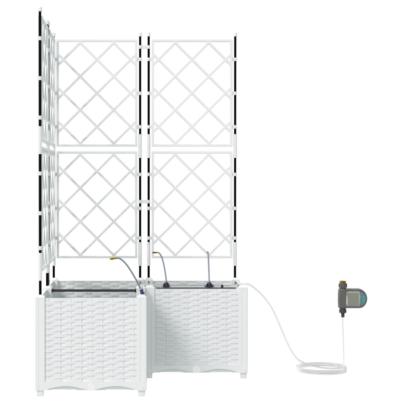 vidaXL Dārza stādītājs 3 pcs Balts Tērauds