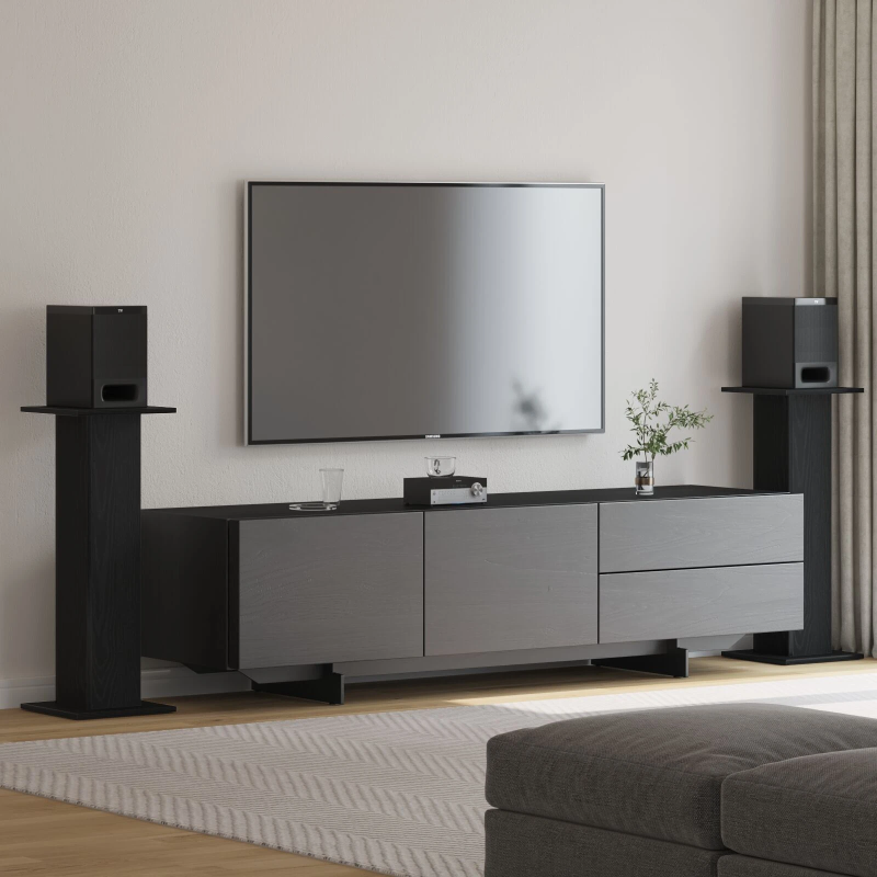 vidaXL Skaļruņu statīvi 2 pcs Melns ozolkoks 30 x 30 x 80 cm