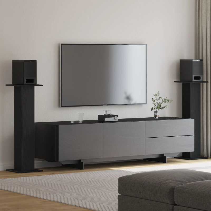 vidaXL Skaļruņu statīvi 2 pcs Melns ozolkoks 30 x 30 x 95 cm