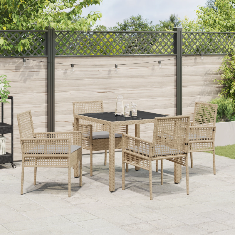 vidaXL Dārza ēdamgalds 5 pcs Bēša poliratāns