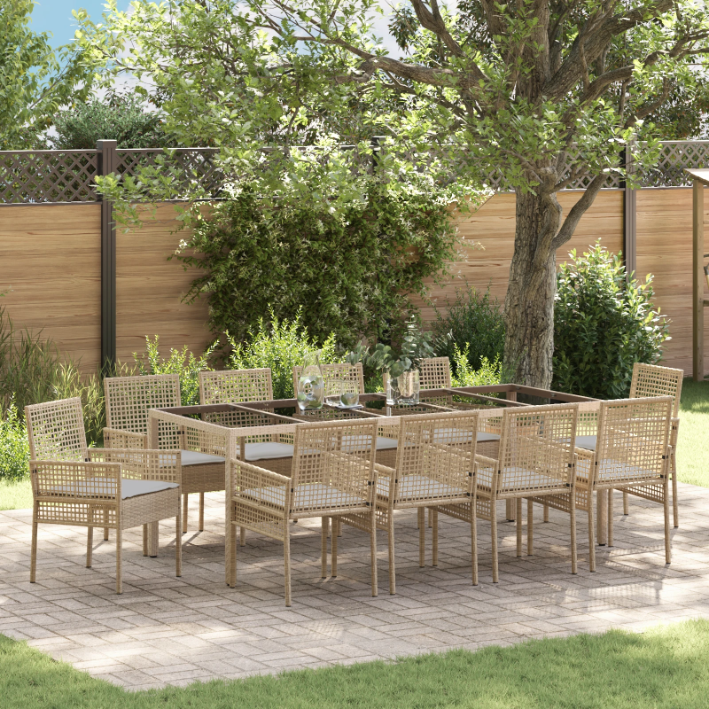 vidaXL Dārza ēdamgalds 11 pcs Bēša poliratāns