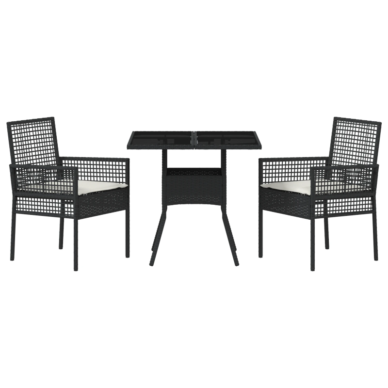 vidaXL Dārza ēdamgalds 3 pcs Melna poliratāns