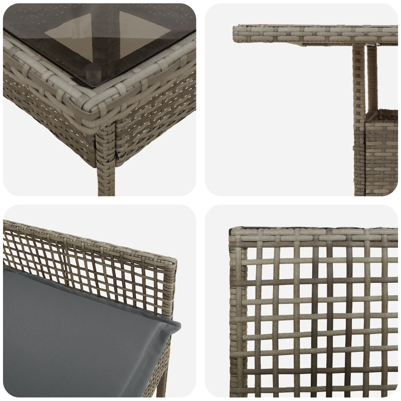 vidaXL Dārza ēdamgalds 3 pcs Pelēka poliratāns