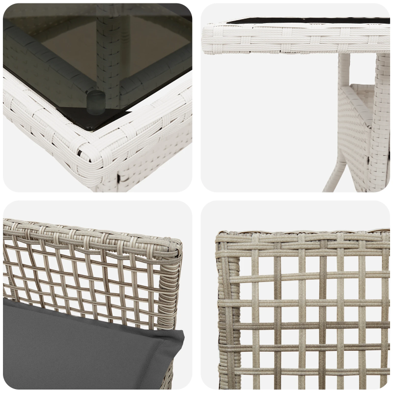 vidaXL Dārza ēdamgalds 3 pcs Gaiši pelēks poliratāns