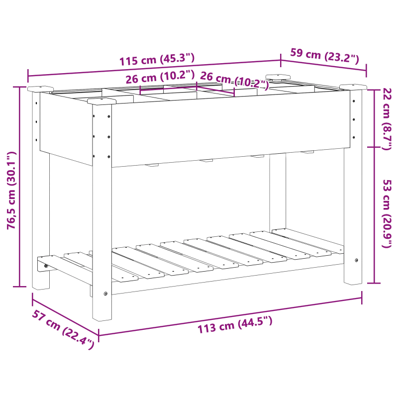 vidaXL Dārza stādītājs Bēša 115 x 59 x 76,5 cm Masīvs egle koks