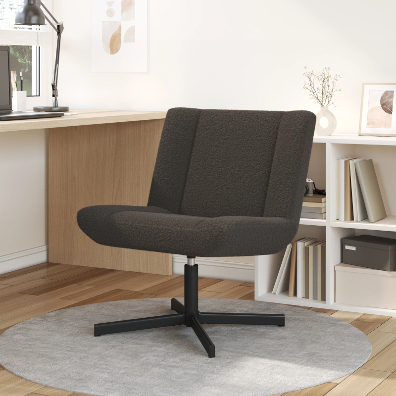 vidaXL Grozāmkrēsls Tumši pelēks 63 x 75 x 76 cm Aitas āda