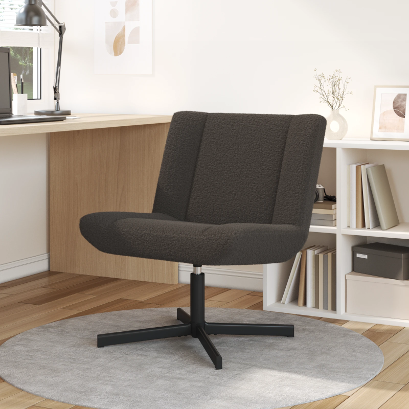 vidaXL Grozāmkrēsls Tumši pelēks 63 x 75 x 76 cm Aitas āda