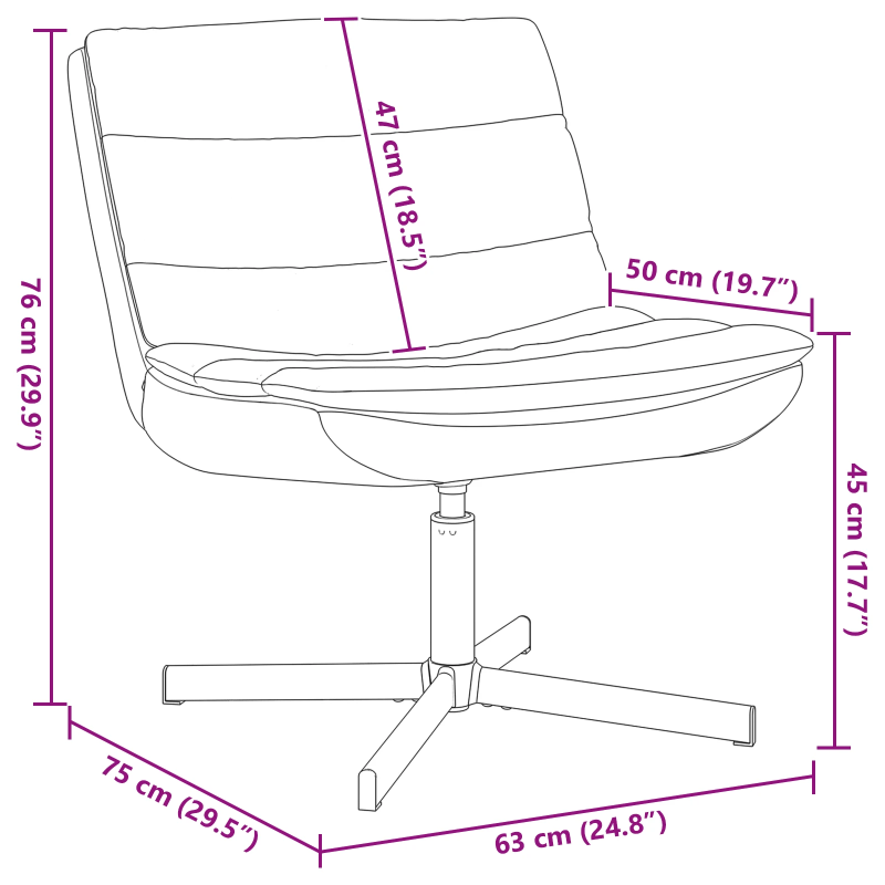 vidaXL Grozāmkrēsls Melna 63 x 75 x 76 cm PU