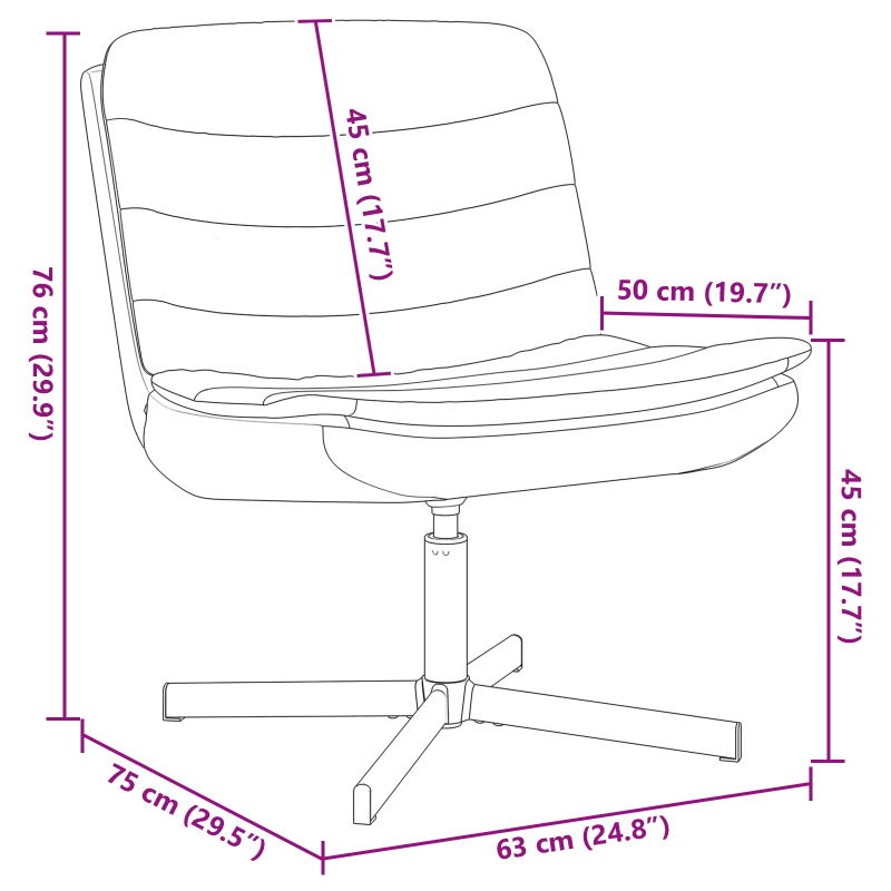 vidaXL Grozāmkrēsls Melna 63 x 75 x 76 cm audums